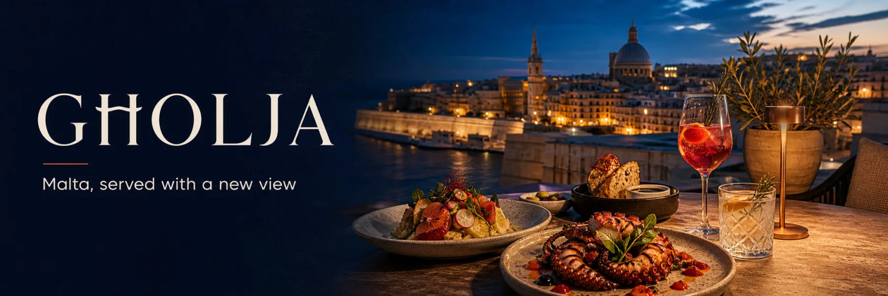 Gholja fictional contemporary Maltese restaurant advertisement