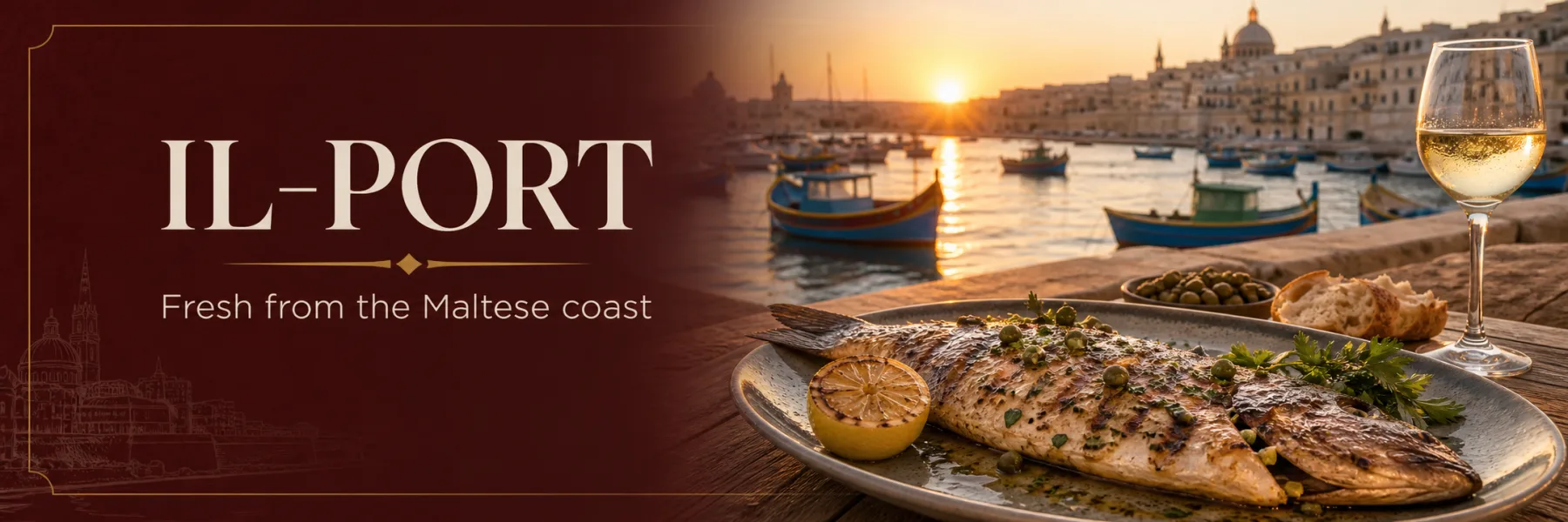 Il-Port fictional Maltese seafood restaurant advertisement